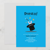 魔法の誕生日パーティー招待状 - 空飛ぶウサギ 招待状 (正面/裏面)