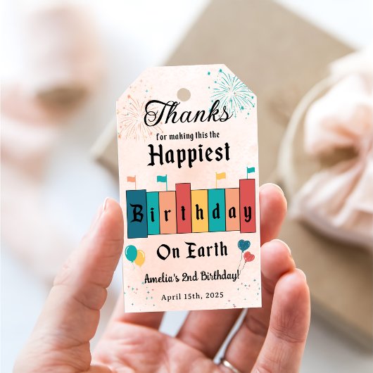 魔法の誕生日モダンガールバースデーパーティー ギフトタグ