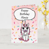 魔法の誕生日ユニコーンバタフライ カード (黄色い花)