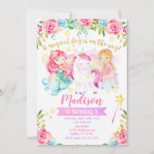 魔法の誕生日招待状ユニコーンフェアリー人魚 招待状 (正面)