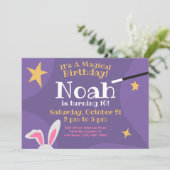 魔法の誕生日招待状 - 紫のウサギの耳 招待状 (スタンド正面)