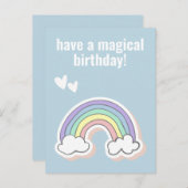 魔法の誕生日、かわいいキッズユニコーン虹 ポストカード (正面/裏面)