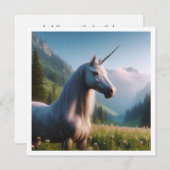 魔法の誕生日、ユニコーンカード、ユニコーンの誕生日 招待状 (正面/裏面)