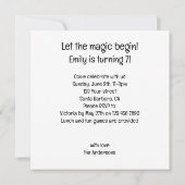 魔法の誕生日、ユニコーンカード、ユニコーンの誕生日 招待状 (裏面)