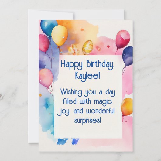 魔法の誕生祝い 招待状 (裏面)