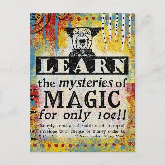魔法の謎 – ヴィンテおもしろいージ広告 ポストカード (正面)