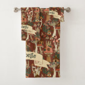 魔法の赤いコテージコアフローラキノコのパターン バスタオルセット (インサイチュ)