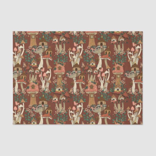 魔法の赤いコテージコアフローラキノコのパターン 薄葉紙 (正面)