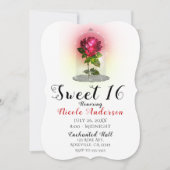 魔法の赤いバラが輝くスイート16の誕生日パーティー 招待状 (正面)