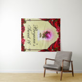 魔法の赤いバラのスイート16ビューティーパーティーの背景 タペストリー (インサイチュ(横))