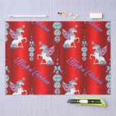 魔法の赤いユニコーンクリスマス 薄葉紙 (クラフト)