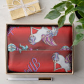 魔法の赤いユニコーンクリスマス 薄葉紙 (ギフト)