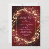 魔法の赤い金色のアクセント日付を保存 招待状 (正面)