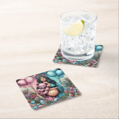 魔法の赤ちゃんシャワー | 性別の表示 スクエアペーパーコースター (インサイチュ)