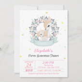 魔法の赤ちゃんトナカイとバラと星の誕生日 招待状 (正面)