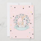 魔法の赤ちゃんトナカイとバラと星の誕生日 招待状 (裏面)