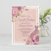 魔法の赤面ピンクドレス&フラワースウィート16 招待状 (スタンド正面)