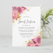 魔法の赤面ピンク金ゴールド花スウィート16 招待状 (スタンド正面)