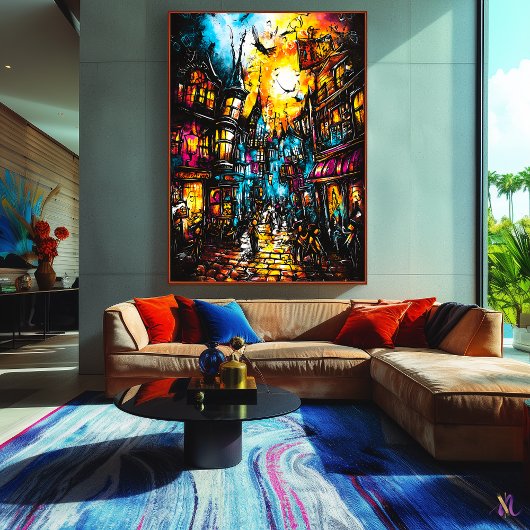 魔法の路地 – ファンタジー表現主義アート ポスター