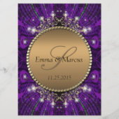 魔法の輝きの金ゴールド+紫色の結婚式の大きいサイズメニュー メニュー (裏面)