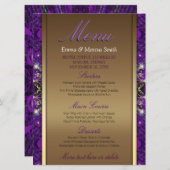 魔法の輝きの金ゴールド+紫色の結婚式の大きいサイズメニュー メニュー (正面/裏面)
