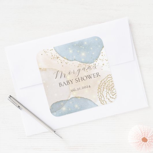 魔法の輝き抽象ベビーシャワーモノグラム スクエアシール (封筒)