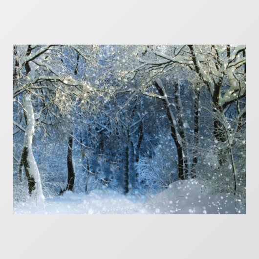 魔法の輝く太陽の光の雪の森ワンダーランド ウィンドウサイン (シート)