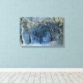 魔法の輝く太陽の光の雪の森ワンダーランド キャンバスプリント (インサイチュ (ウッドフロア))