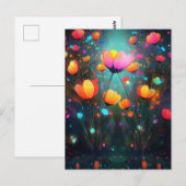 魔法の輝く野生の花の虹 青背景に ポストカード (正面/裏面)