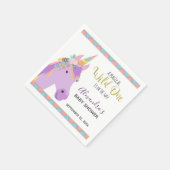 魔法の野生の1かわいい紫色のユニコーン赤ちゃんシャワー スタンダードカクテルナプキン (角)