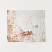 魔法の金とピンクの妖精の誕生日 タペストリー (正面(横))