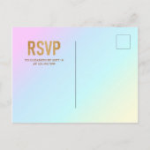 魔法の金ゴールドグリッターユニコーン第3誕生日パーティー インビテーションポストカード (裏面)