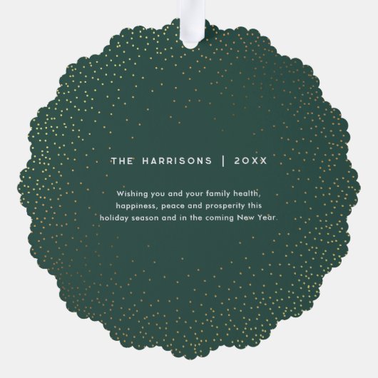 魔法の金ゴールド雪 |クリスマスの休日の写真 オーナメントカード (裏面)