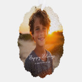 魔法の金ゴールド雪 |クリスマスの休日の写真 オーナメントカード (右)