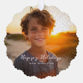 魔法の金ゴールド雪 |クリスマスの休日の写真 オーナメントカード (正面)