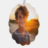 魔法の金ゴールド雪 |クリスマスの休日の写真 オーナメントカード (左)