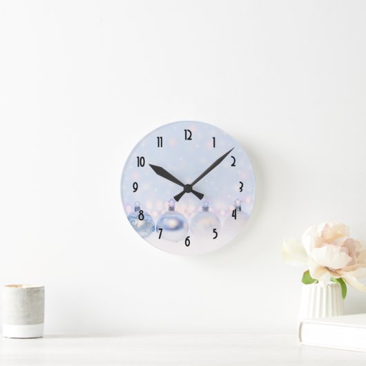 魔法の金属のクリスマスボール写真 ラウンド壁時計 (ホーム)