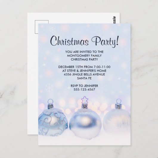 魔法の金属クリスマスボール写真パーティー ポストカード (正面/裏面)