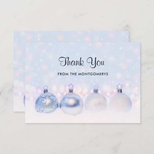 魔法の金属クリスマスボール写真 サンキューカード (正面/裏面)