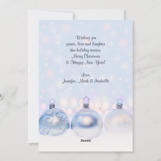 魔法の金属クリスマスボール写真 シーズンカード (裏面)