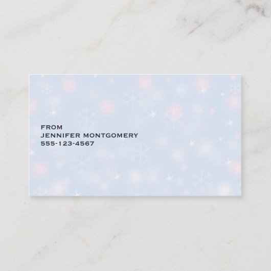 魔法の金属クリスマスボール写真 名刺 (裏面)