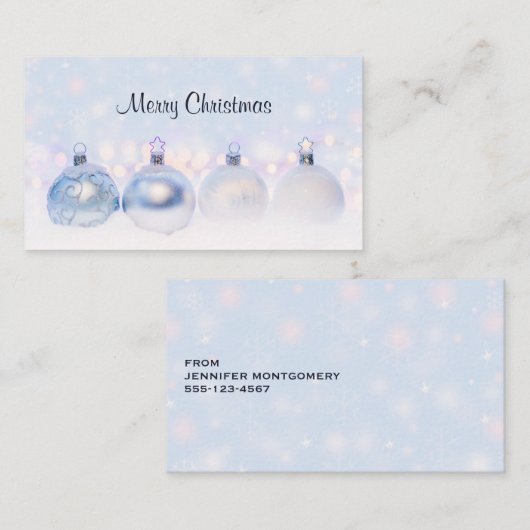 魔法の金属クリスマスボール写真 名刺 (正面/裏面)