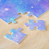 魔法の銀河系:ピンクブルースタープリント ジグソーパズル (側面)