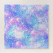 魔法の銀河系:ピンクブルースタープリント ジグソーパズル (横)