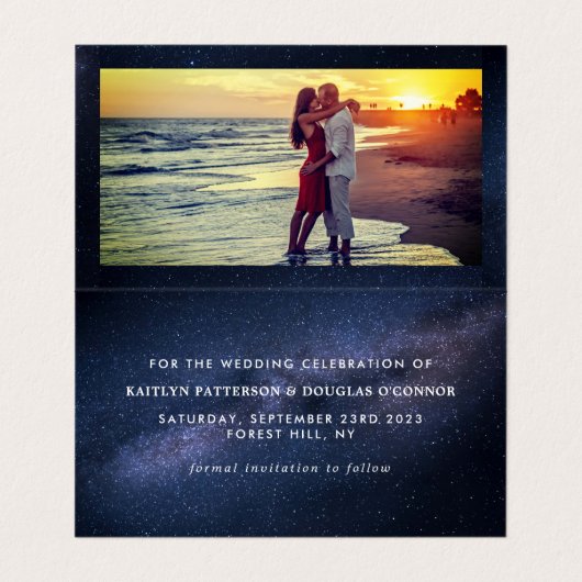 魔法の銀河系、写真は日付カードを保存 名刺 (内部フラット)