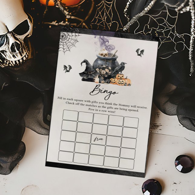 魔法の鍋 赤ちゃんが醸造中 ビンゴ ゲーム (A Baby is Brewing Halloween Baby Shower Bingo Game)