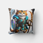 魔法の鎧を着た冒険好きな猫戦士 クッション (正面)