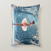 魔法の降雪バレリーナ冬のポーズアート アクセントクッション (正面(垂直))