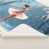 魔法の降雪バレリーナ冬のポーズアート シェルパブランケット (3/4)