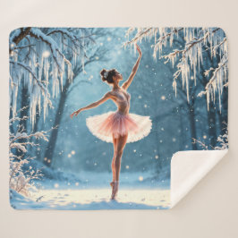魔法の降雪バレリーナ冬のポーズアート シェルパブランケット